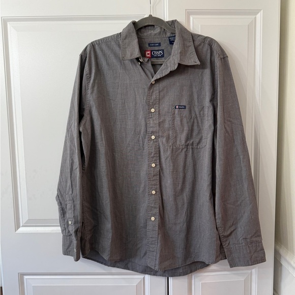Chaps Polo Ralph Lauren Gray Button Up Long Sleeve Shirt Size Large Men’s - Picture 2 of 4